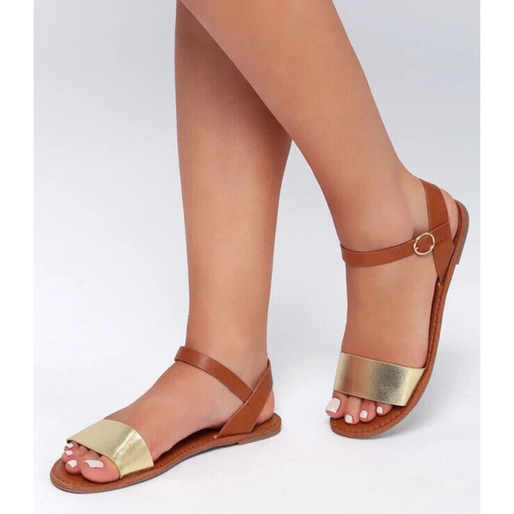 Lulu's Gold and Tan Sandals